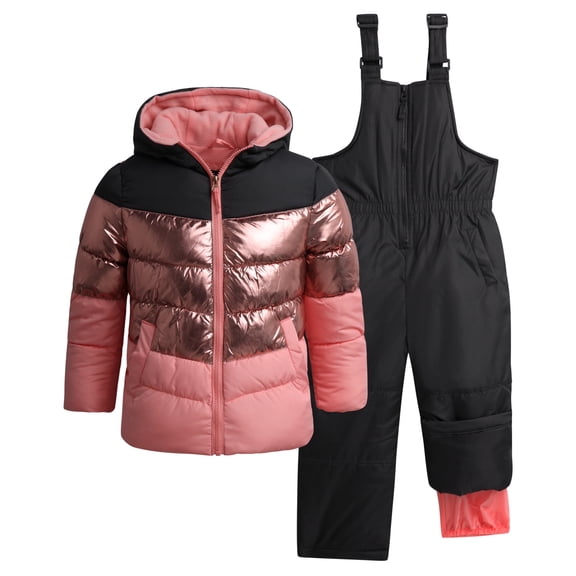 Pink Platinum Girls Snowsuits - 2 Piece Insulated Soft Fleece Lined Ski Jacket and Snow Bibs