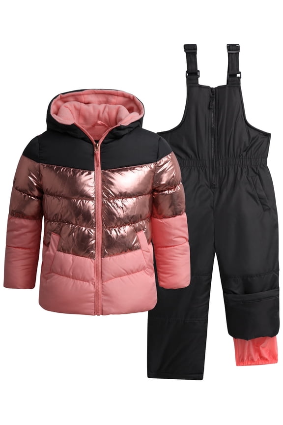 Girls Snowsuits - 2 Piece Insulated Soft Fleece Lined Ski Jacket and Snow Bibs