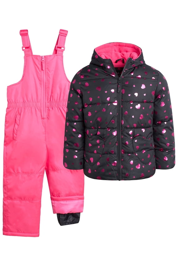 Girls Snowsuits - 2 Piece Insulated Soft Fleece Lined Ski Jacket and Snow Bibs