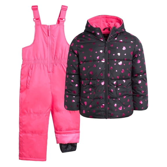 Pink Platinum Girls Snowsuit Set - Insulated Ski Jacket and Snow Pants Overall Bibs for Girls 2 Piece