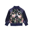 thumbnail image 1 of Pink Platinumfloral Print Satin Bomber, 1 of 2