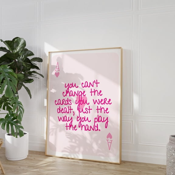 Pink Playing Card Quote Trendy Retro Ace Clubs Preppy Aesthetic Unframed Paper Print