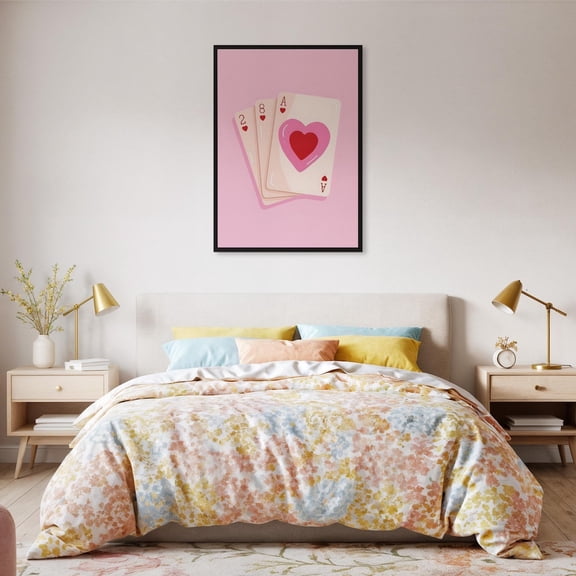 Pink Playing Card Wall Art Heart Ace 8 2 Minimalist Love For Game Room Couple Valentine S Decors Design1 Unframed Paper Print