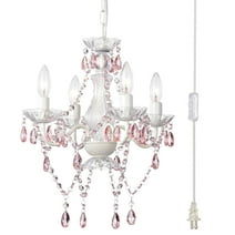 Pink Plug in Chandelier White Chandelier with Pink Crystal Accents Plug in Swag Chandelier 4 Light Crystal Chandeliers