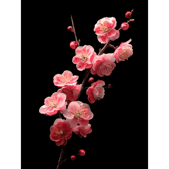 Pink Plum Blossom Branch Canvas Print Wall Art for Living Room Office Kitchen Entryway