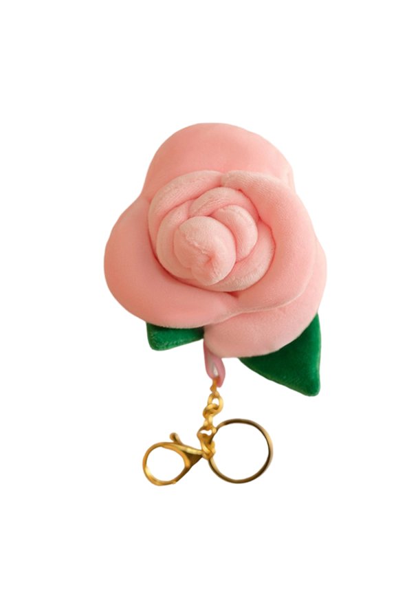 Pink Plush Artificial Rose Keychain Romantic Valentine'S Day Decor Gift