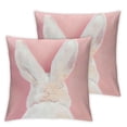 thumbnail image 1 of Pink Plush Embroidered Bunny Throw Pillow Cover, Pompom Rabbit Tail Throw Pillowcase with for Sofa Bed Chair,  Piece, Square, 1 of 7