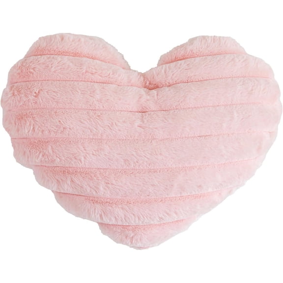 Pink Plush Heart Shaped Decorative Throw Pillow, Skin Friendly Soft Polyester Fabric, Removable Washable Cover, Multi Purpose Romantic Cushion for Sofa Kids Room and Independence Day Gift