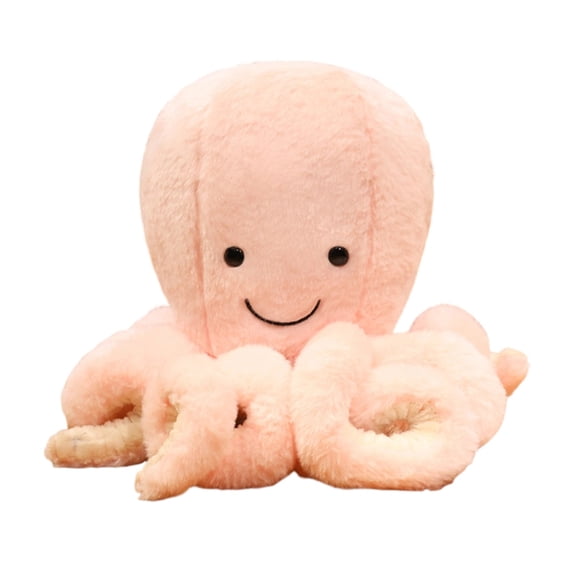 Pink Plush Octopus Stuffed Animal Toy - Soft Fluffy Texture, Smiling Expression, 8 Tentacles, Huggable Design - For Kids Toddlers, Cuddle Companion, Bedroom Decor, Living Room Accent, Birthday Christ