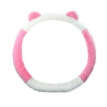 Pink Plush Steering Wheel Cover For Cars Universal Fit 14-15 Inch Diameter Warm And Comfortable Grip