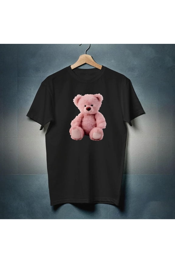 Pink Plush Teddy Bear Graphic Shirt, Retro Cute Tee