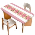 thumbnail image 1 of Pink Poinsettia Christmas Table Cloths for 6 Foot Rectangle Tables, Xmas Botanical Winter Floral Patio Waterproof Elastic Fitted Tablecloths, Washable Rectangular Table Cover for Camping, 1 of 8