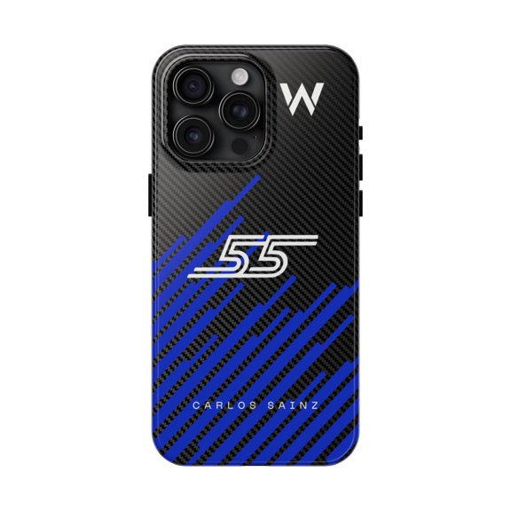 Pink Polar Apple iPhone 15 Pro Max Formula Racing Carlos Sainz 55 Carbon Fiber Phone Case