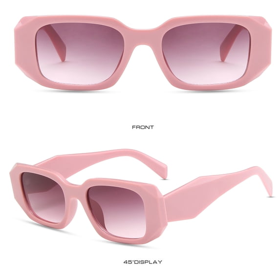 Pink Polarized Sunglasses for Women Men's Sunglasses PC Retro Square Metal Frame, UV400 Protection, Driving & Beach Shades One Size