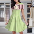 thumbnail image 1 of Pink Polka Dot And Stripe Pattern Women's Classic Swing Skater Dress Casual Work Party Cocktail Dresses, 1 of 6