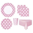 thumbnail image 1 of Pink Polka Dot Deluxe Pack for 16 Guests Including - Lunch Plates, Dessert Plates, Cups, Napkins and Table Cover, 1 of 6
