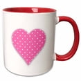 thumbnail image 1 of 3drose, Pink Polka Dot Heart - Cute Girly Heart Shape with White Dots Pattern, 11oz Two-tone Red Mug, 1 of 6