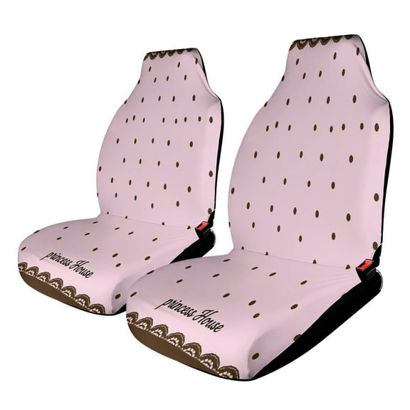 Pink Polka Dot Lace Border Car Seat Covers Front Seats Universal Fit for Cars SUV Truck Auto Interior Accessories