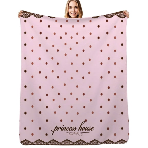 Pink Polka Dot Lace Border Flannel Blanket Warm Soft Bedding Throws Winter Camping Chair Sofa Bed