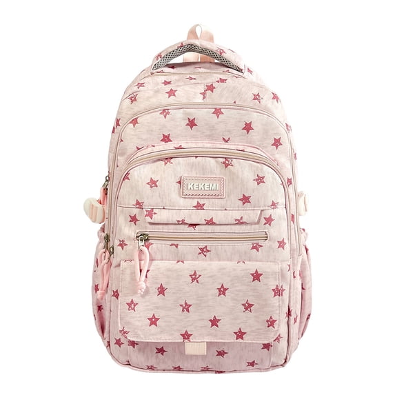 Pink Polka Dot Laptop Backpack 15.6 Inch Large Capacity Travel Daypack Water Resistant Nylon Computer Bag with USB Port Lightweight Durable Bookbag