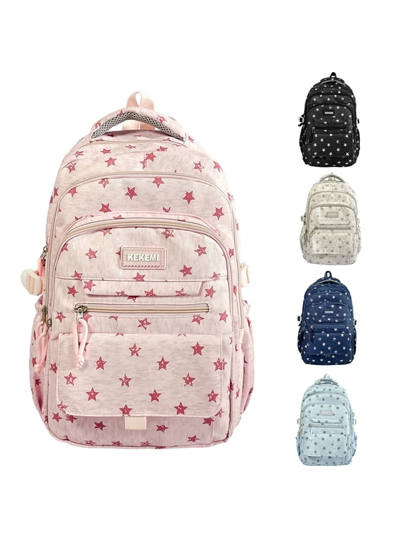 Pink Polka Dot Laptop Backpack 32L Large Capacity Water Resistant Travel Daypack with 15.6 Inch Computer Compartment, 3-Piece Set Includes Lunch Bag & Pencil Case