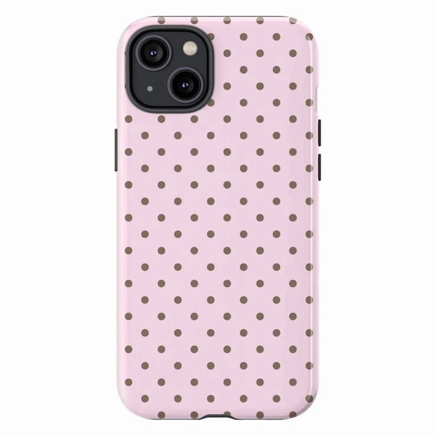 Pink Polka Dot Phone Case, Cute Minimalist Design with Soft Pastel Aesthetic, Protective iPhone Cover Compatible with iPhone 16 15 14 13 12 11 Plus Pro Max Mini