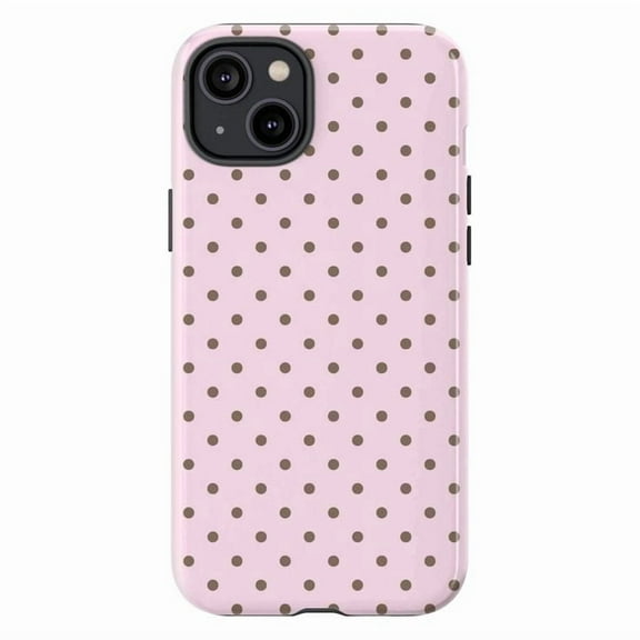 Pink Polka Dot Phone Case, Cute Minimalist Design with Soft Pastel Aesthetic, Protective iPhone Cover Compatible with iPhone 16 15 14 13 12 11 Plus Pro Max Mini