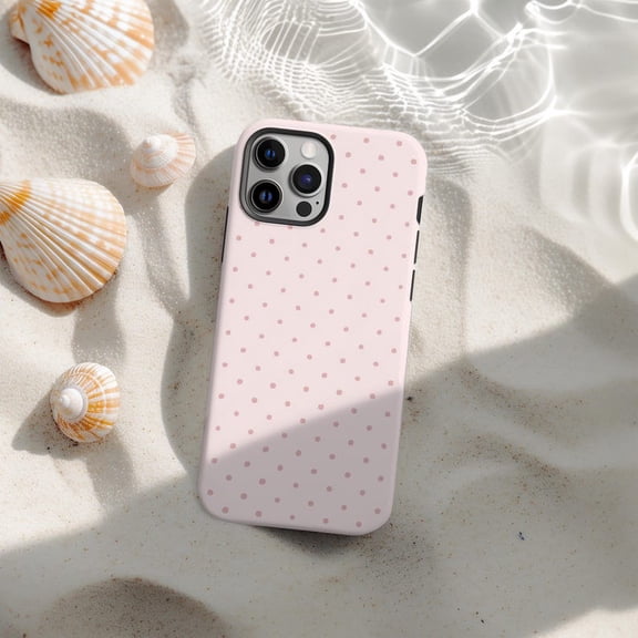 Pink Polka Dot Phone Case, Cute Y2K Aesthetic Protective Cover