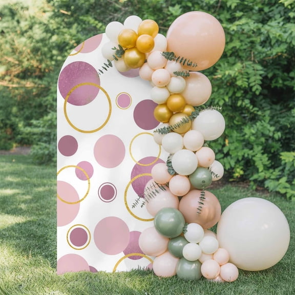 Pink Polka Dots Arch Backdrop Cover 6 FT, Watercolor Modern Abstract Art Circles Farm Wedding Arch Cover Stretchy Backdrop Stands Covers for Birthday Party Ceremony Banquet Decor