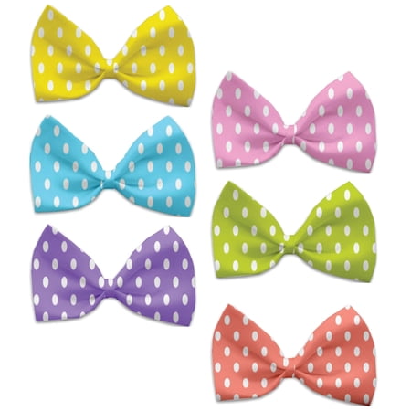 Pink Polka Dots Pet Bow Tie Collar Accessory with Velcro
