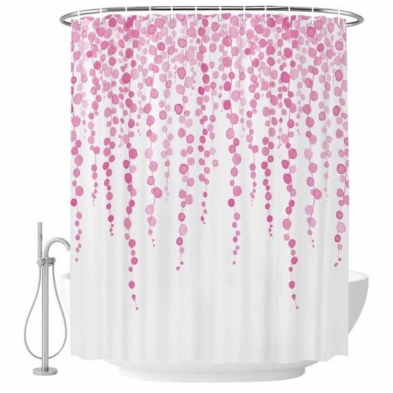 Pink Polka Dots Shower Curtain, Waterproof Shower Curtains for Bathroom, Vintage Abstract Art Watercolor Washable Fabric Bathtub Curtain Set Bath Decor with 12 Hooks Extra Long 72"x96"