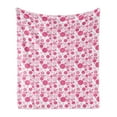 thumbnail image 1 of Pink Polka Dots Soft Flannel Fleece Blanket, Monotone Print of Circles in Different Sizes on a Plain Backdrop, Cozy Plush for Indoor and Outdoor Use, 50" x 60", Pink Baby Pink White, by Ambesonne, 1 of 6