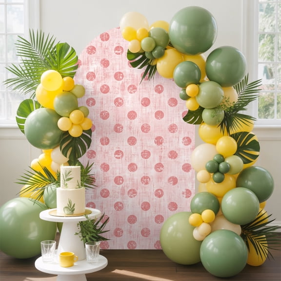 Pink Polka Dots Spots Arch Backdrop Cover 5 FT, Abstract Modern Minimalist Fade Texture Wedding Arch Cover Stretchy Backdrop Stands Covers for Birthday Party Ceremony Banquet Decor
