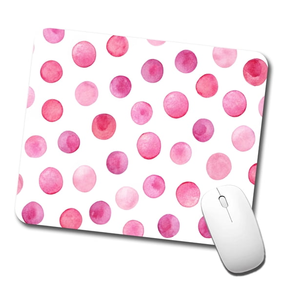 Pink Polka Dots White Background Mouse Pad Low Profile Gaming Mat