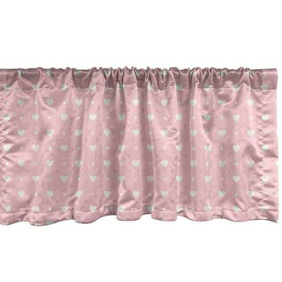 Ambesonne Pink Polka Dots Valance Pack of 2, Heart Speckles Love, 54"X18", Eggshell and Rose