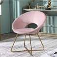 thumbnail image 1 of Pink Polyester Chair in Velvet / Comfort from Curved Back and Gold Finish, 1 of 5