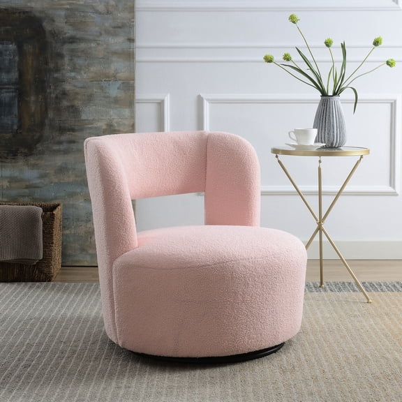 Pink Polyester Teddy - 360° Rotating Base - Living Room Seating - Strong and Durable