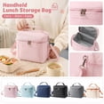 thumbnail image 1 of Pink Polyester Work Lunch Tote, Insulated Cooler Bag, Adult Lunch Bag, Lunch Bag with Removable Strap, Lightweight 8X7X5 Inch Hand Carry Crossbody Bento Bag, Dual Zipper, 1 of 7