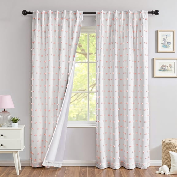 Pink Pom Pom 52"W x 72"L (Pack of 2) Blackout Curtains