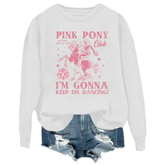 Pink Pony Club Sweatshirt Cowboy Cowgirl Shirt Western Princess Tour Tops