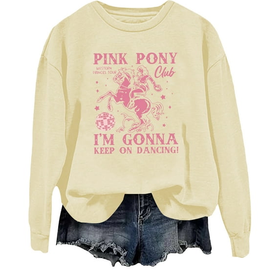 Pink Pony Club Sweatshirt Pink Pony Club Shirt Funny Humor Vintage Retro Graphic Tops