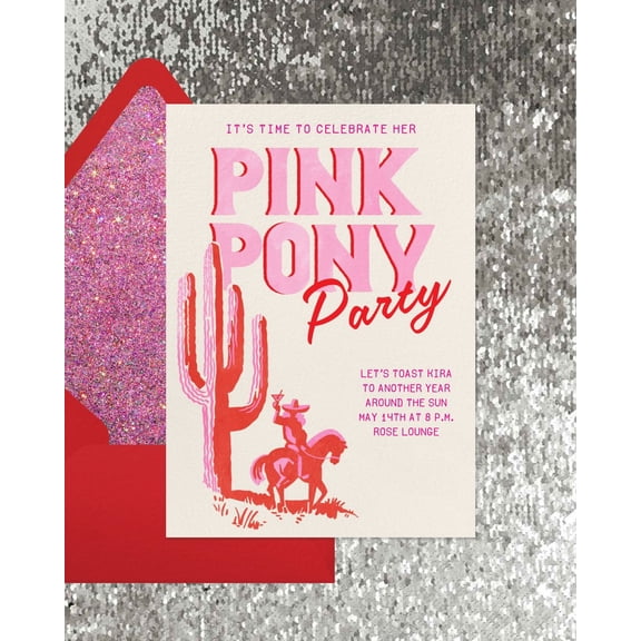 Pink Pony Party Invitation Card  Fun Southwestern Design for Celebrating Special Occasions  Includes Envelope, Perfect for Birthdays and Gatherings