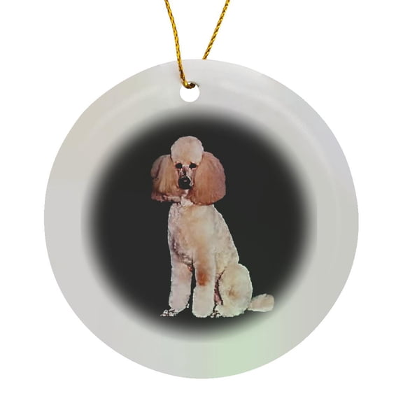 3drose, Pink Poodle, Circle Porcelain Ornament