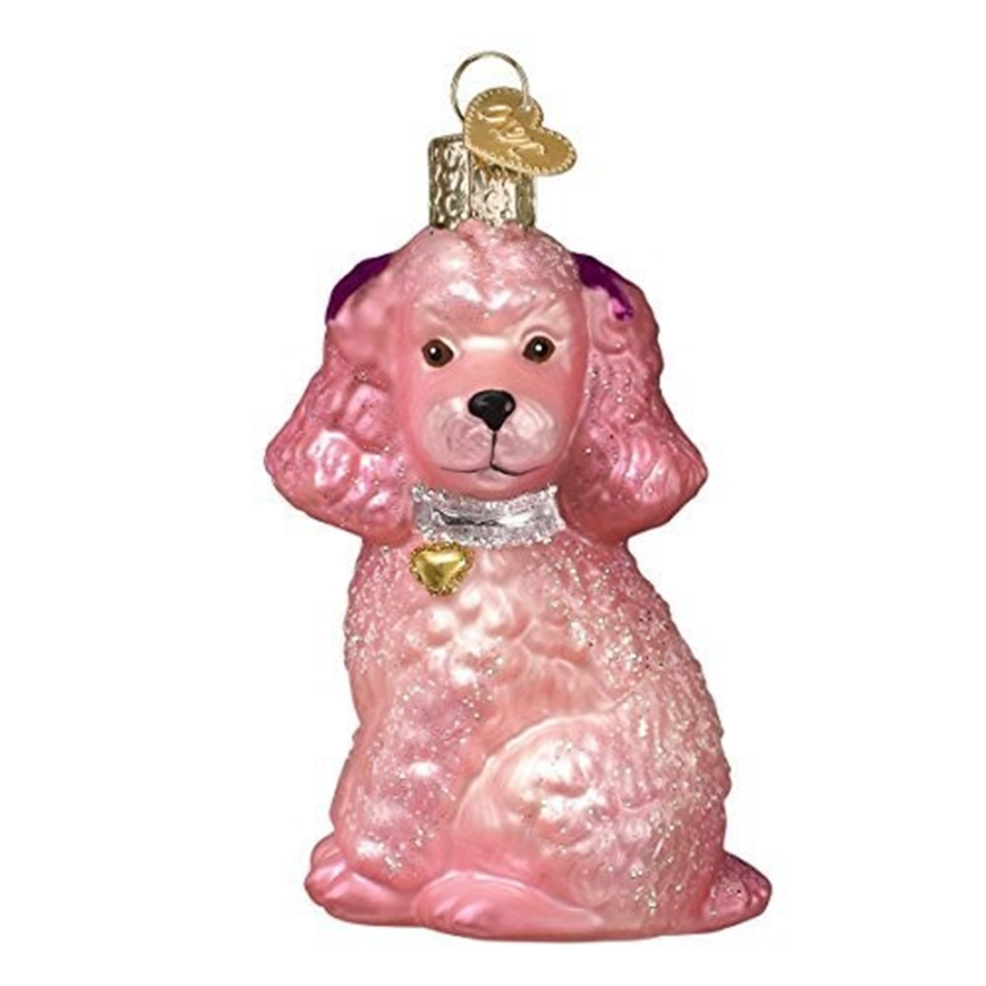 Old World Christmas Glass Blown Christmas Ornament For Christmas Tree, Pink Poodle