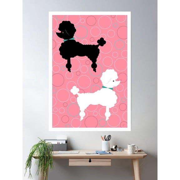 Pink Poodle Poster Wall Art, Modern Wall Decor For Living Room Bedroom, 8x12 UNFRAMED