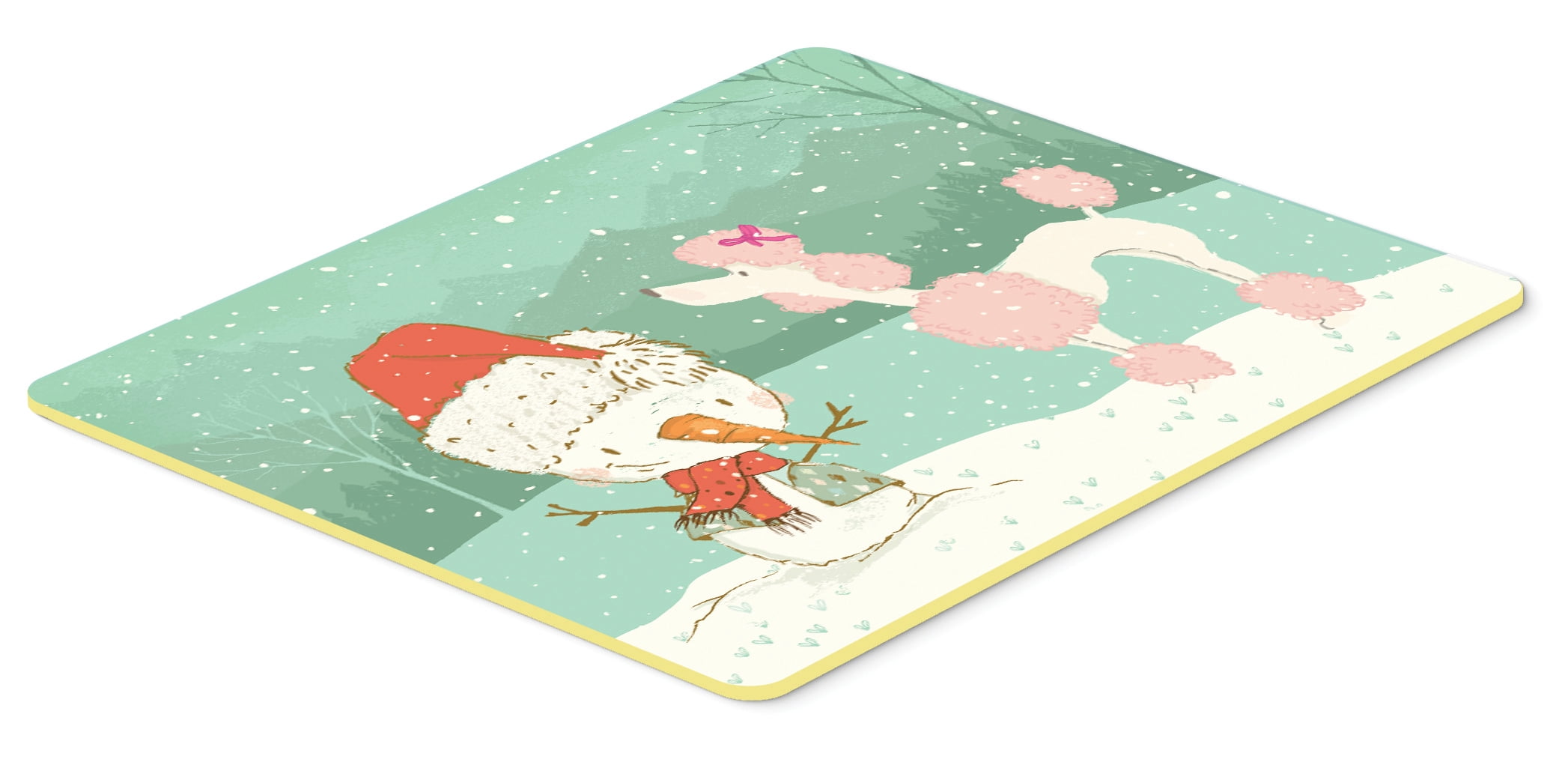 Pink Poodle Snowman Christmas Kitchen or Bath Mat 24x36