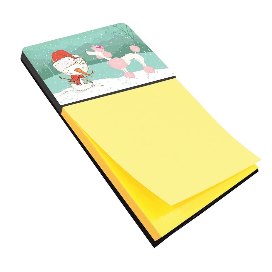 Pink Poodle Snowman Christmas Sticky Note Holder