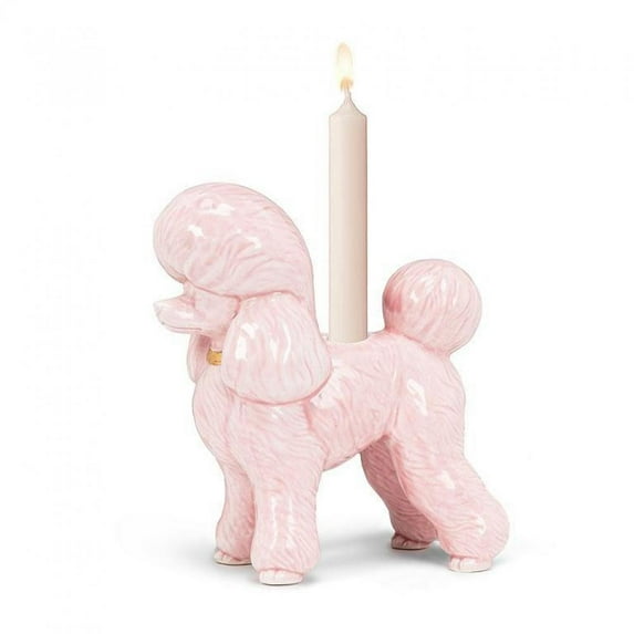 Pink Poodle Taper Candle Holder