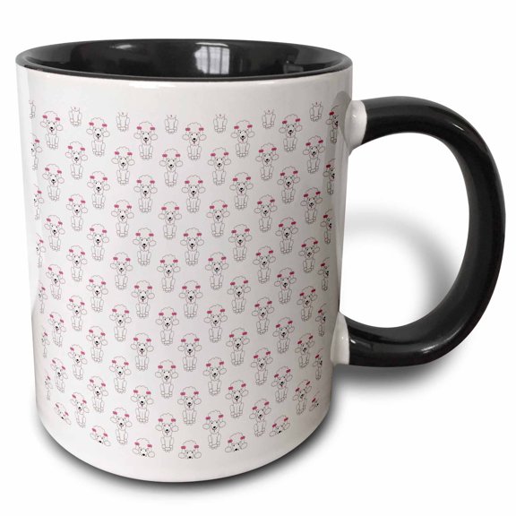 3drose, Pink Poodles Cute Dog Pets, 11oz Two-tone Black Mug