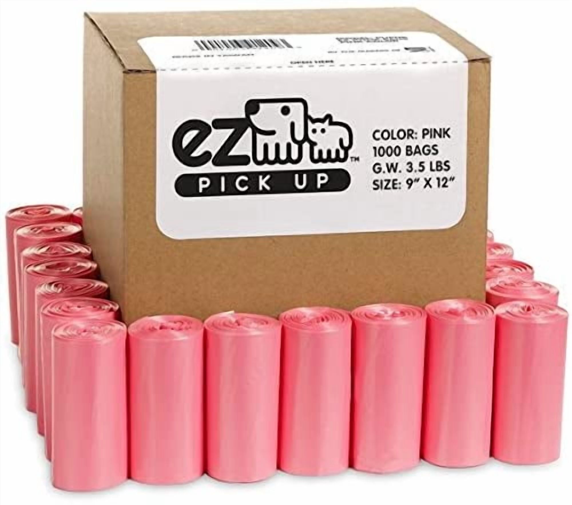 Pink Poop Bags - 1000 Count Dog Waste Bags, Cat Litter Bags